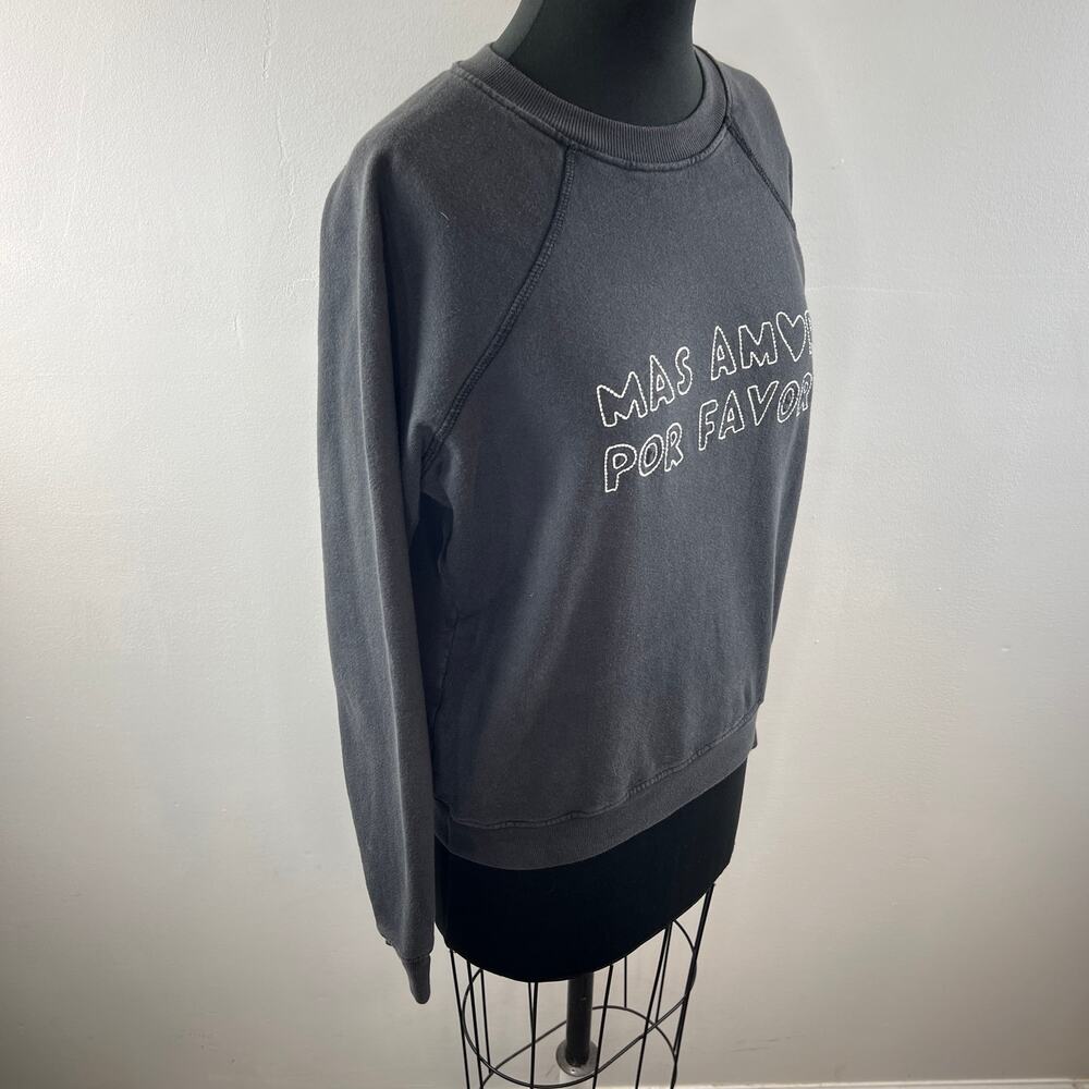 Spiritual Gangster Gray Sweatshirt Cotton MAS AMOR POR FAVOR Crew Size S Small - Picture 4 of 8